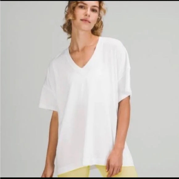 lululemon athletica Tops - Lululemon Side tie v-neck tee white size 14